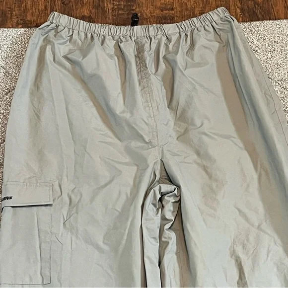 Stearns Rain Pants Mens Large Gray Dry Wear Solid Cargo Pockets Lined Drawstring - Picture 2 of 11
